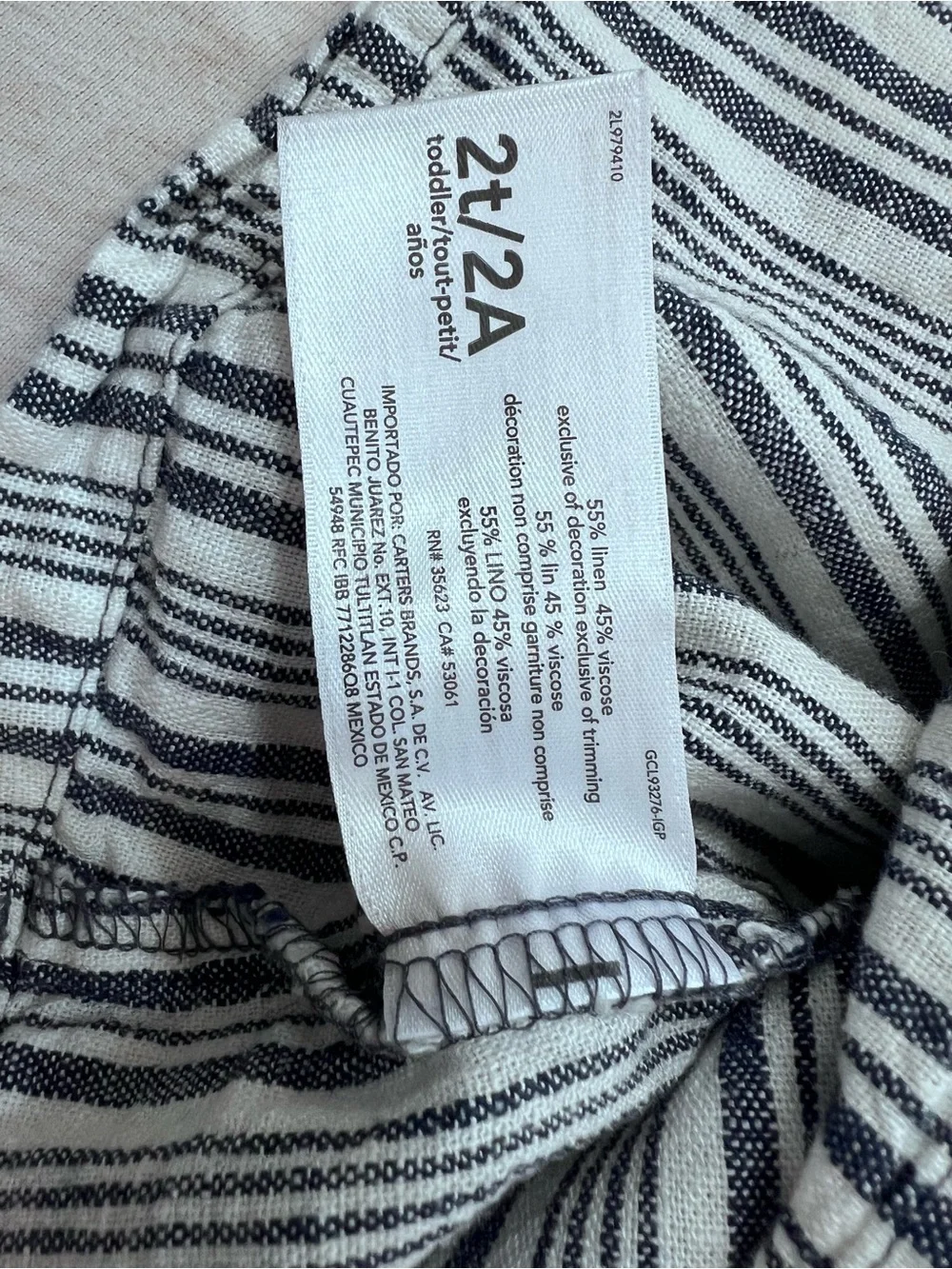 Navy & White Linen Blend Striped Sleeveless Dressy Tank Top with Elastic Waist